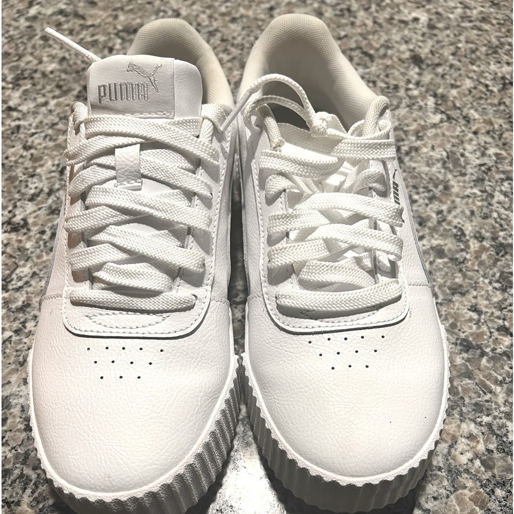 Practically New. Size 9 All White Puma Shoes - image 1